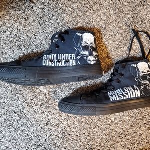 RAAD Black/White Canvas High Top Shoes Sz 9.5